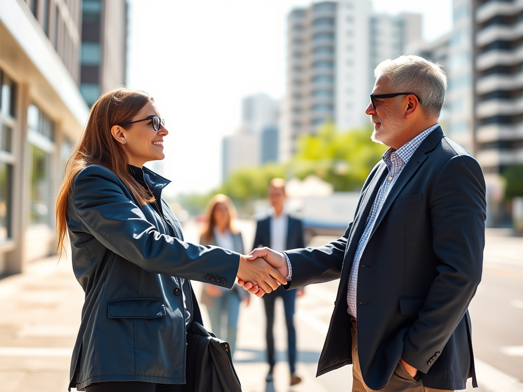 AI image of a handshake greeting between a professional and a client